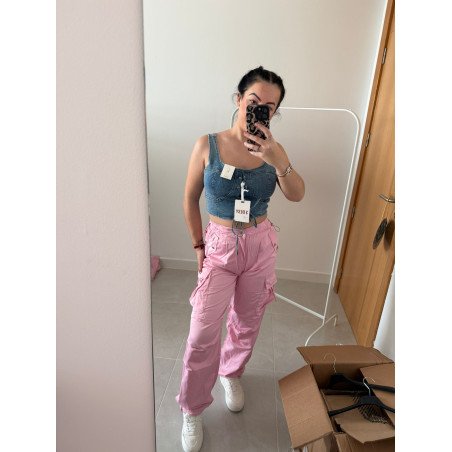 Pantalon cargo rosa